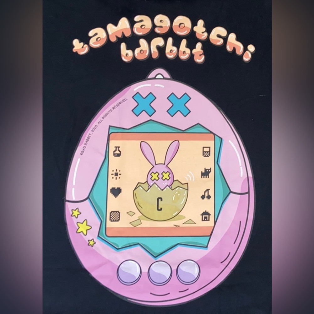 Bad Rabbit Streetwear Brand T-shirt
Front Logo & Back Graphic Tamagotchi bdrbbt